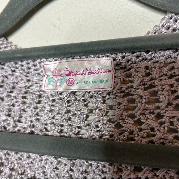 Snow Lotus Gray Knit Cardigan with Open-Front Design Medium - Picture 4 of 8